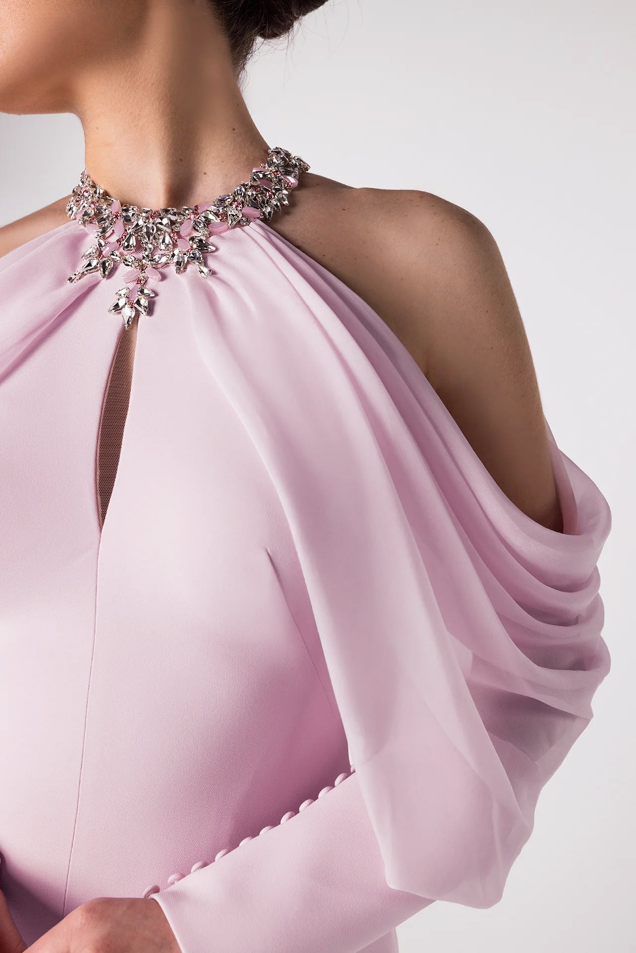 Halter Neckline Mermaid Dress with Beaded Collar