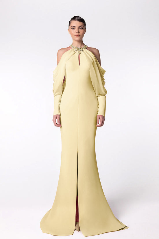 Halter Neckline Mermaid Dress with Beaded Collar