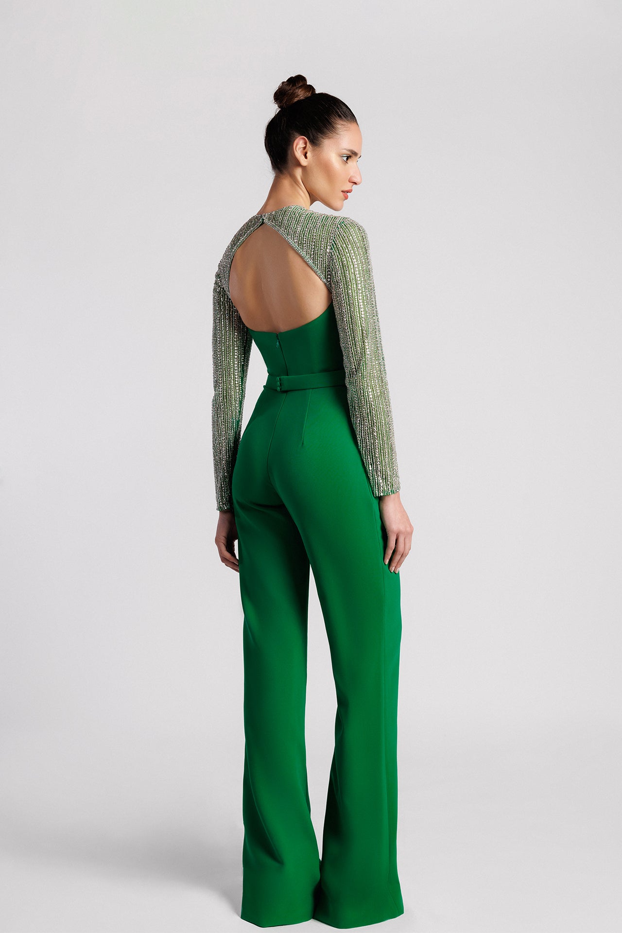 Embroidered Jumpsuit with Flared Pants and Semi Open Back Gattinolli by Marwan