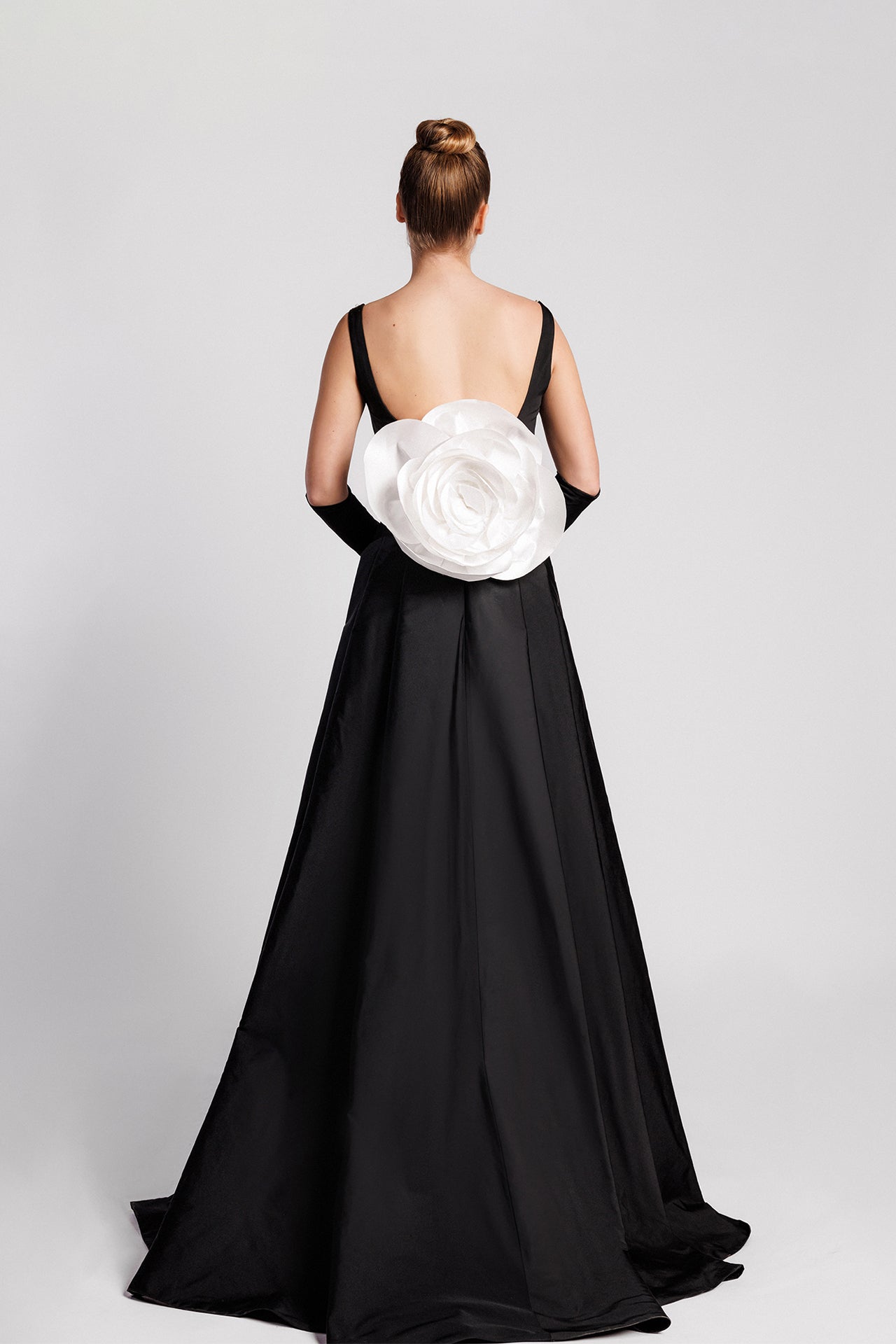 Pearl-Embroidered Column Evening Dress with Overskirt and Gloves Gattinolli by Marwan Pearl-Embroidered Column Evening Dress with Overskirt and Gloves Gattinolli by Marwan