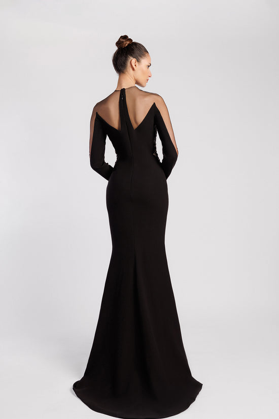 Mermaid Evening Dress with Illusion Neckline and Embroidered Bodice