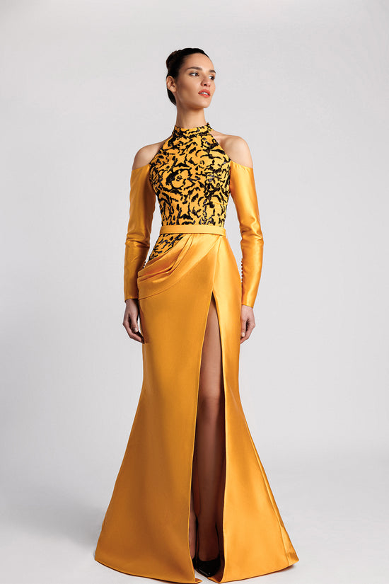 Mermaid Evening Dress with Beaded Bodice and Draped Hip – Gattinolli by Marwan Mermaid Evening Dress with Beaded Bodice and Draped Hip – Gattinolli by Marwan