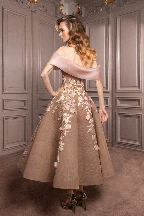 Off-Shoulder A-Line Midi Dress – Gattinolli by Marwan