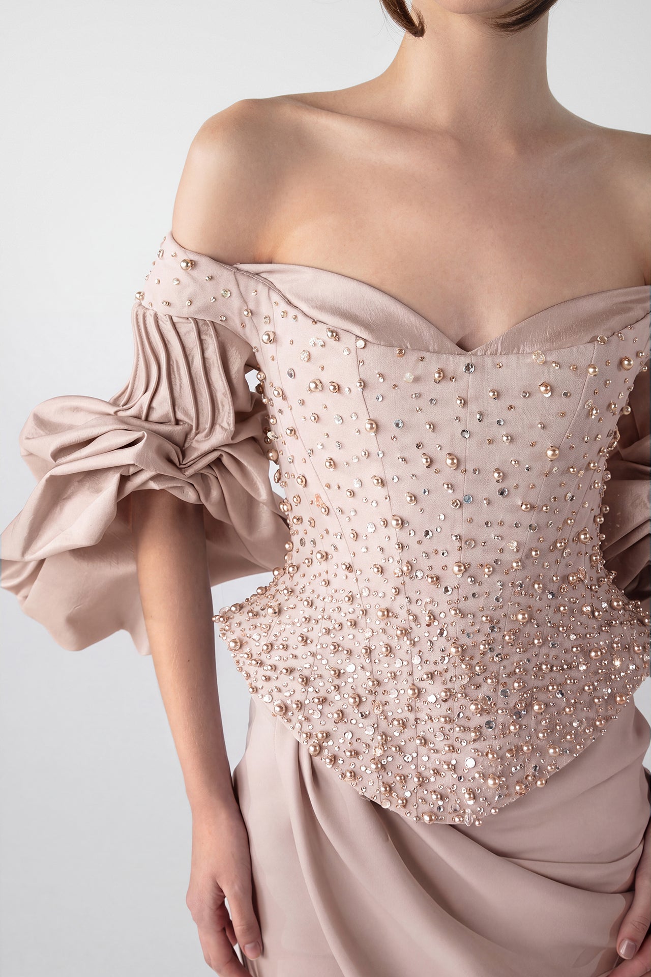 Off-Shoulder Embellished Gown