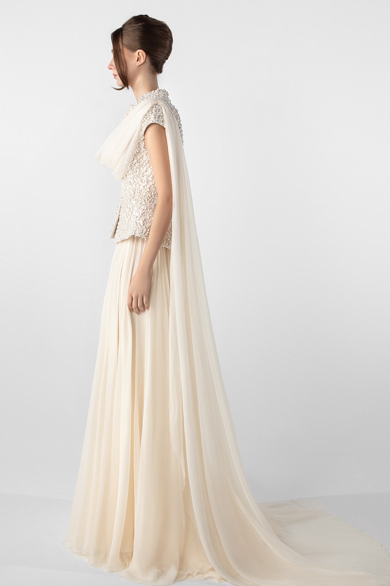 Embroidered Jacket and Chiffon Skirt Set