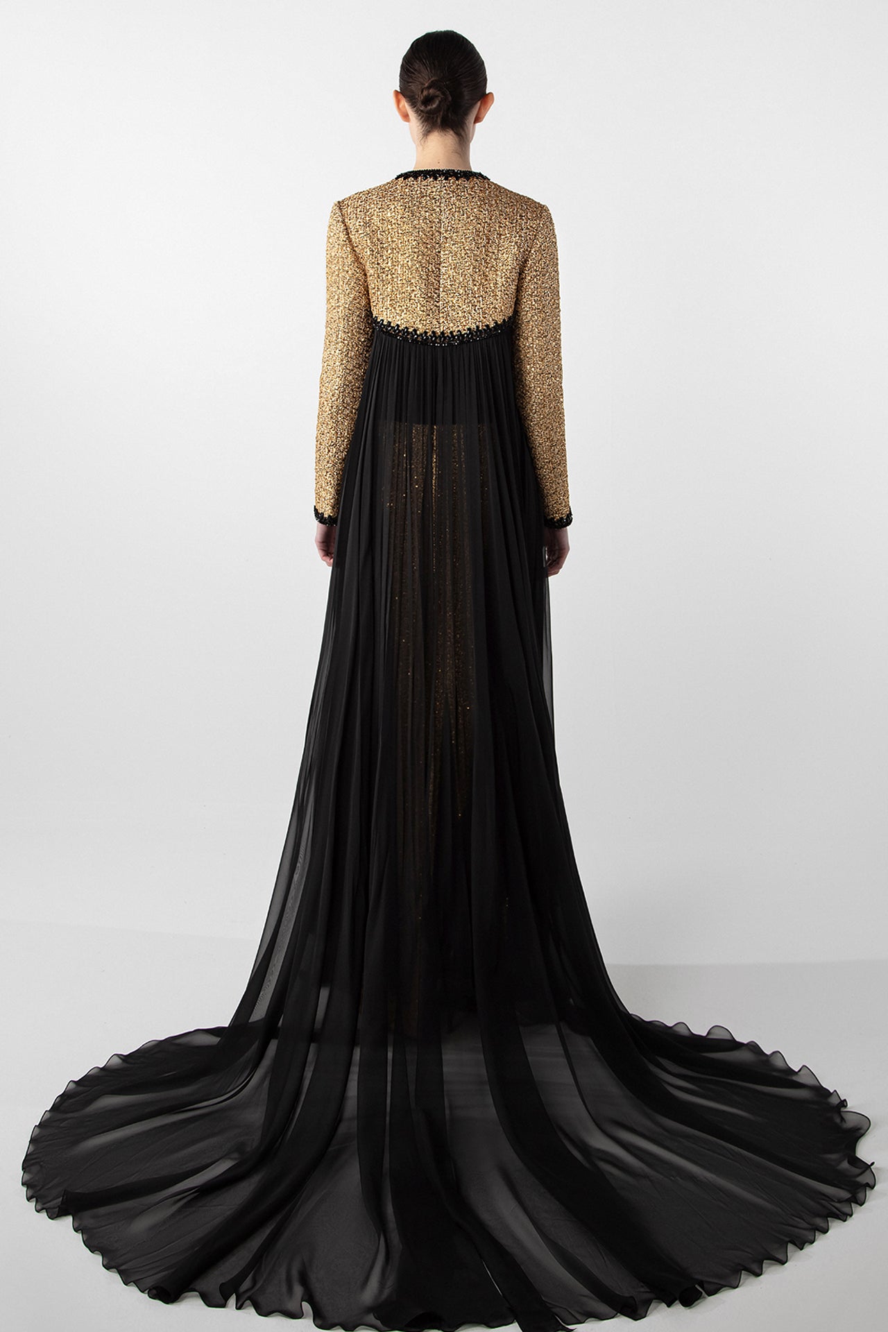 Embroidered Tweed and Chiffon Ensemble