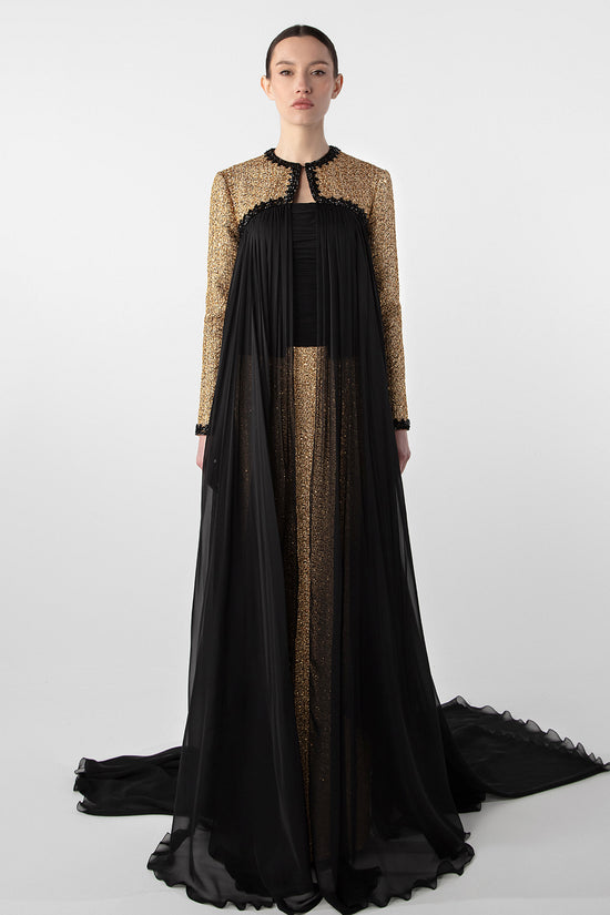 Embroidered Tweed and Chiffon Ensemble