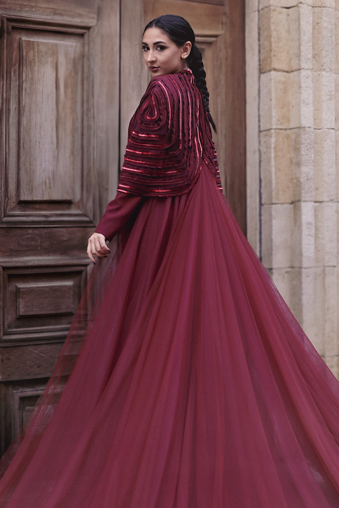 Laser-Cut Organza Cape Kaftan