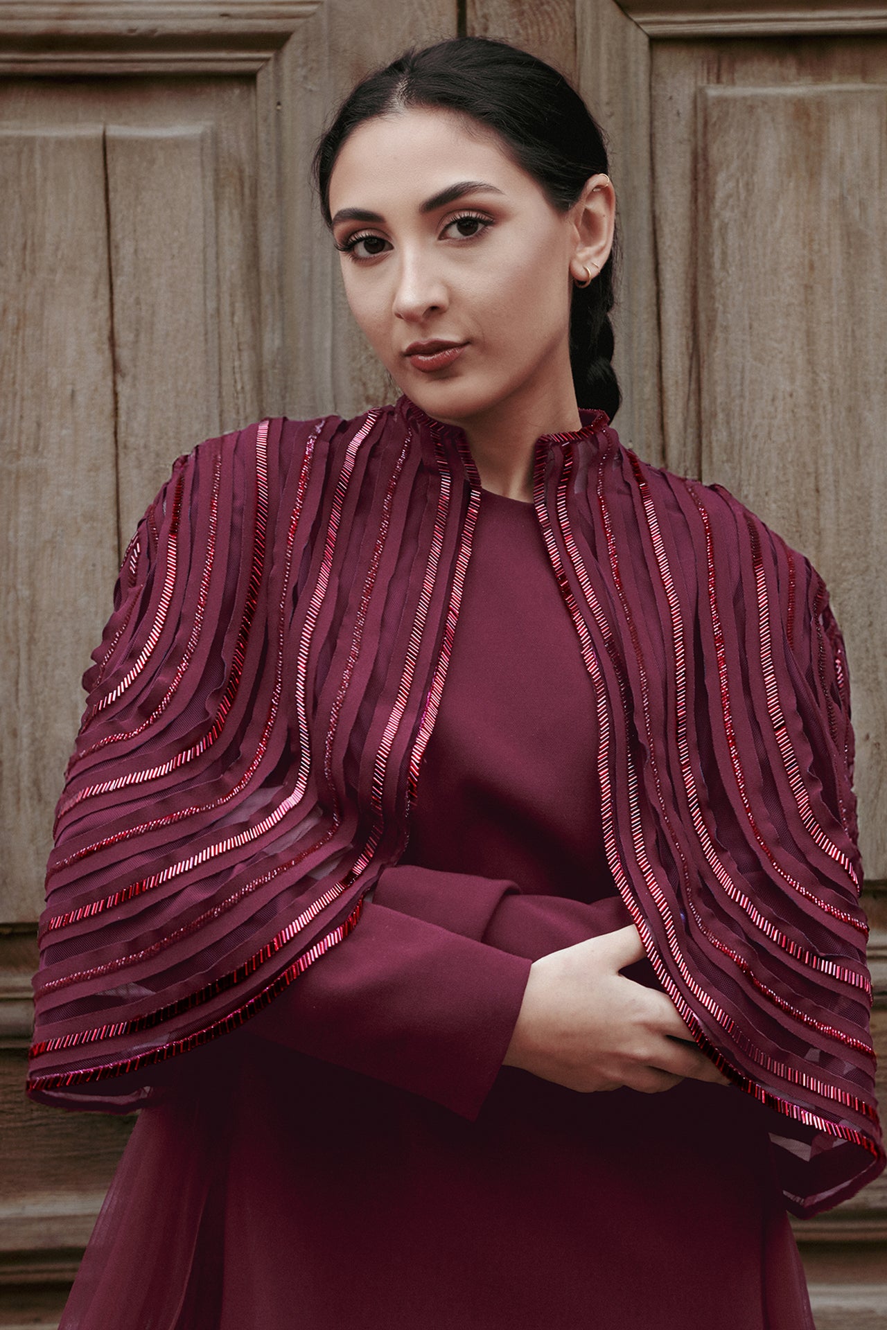 Laser-Cut Organza Cape Kaftan