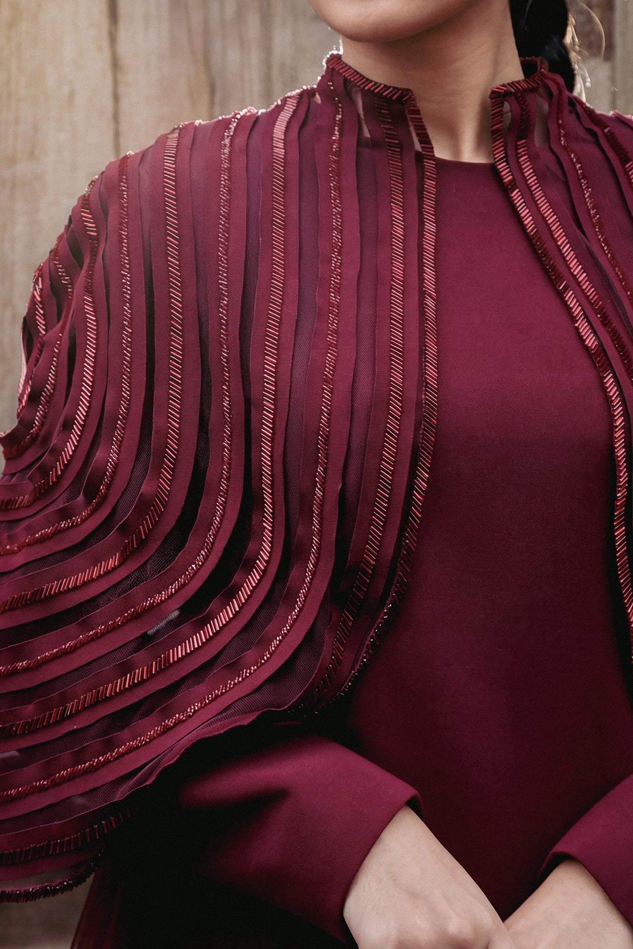 Laser-Cut Organza Cape Kaftan