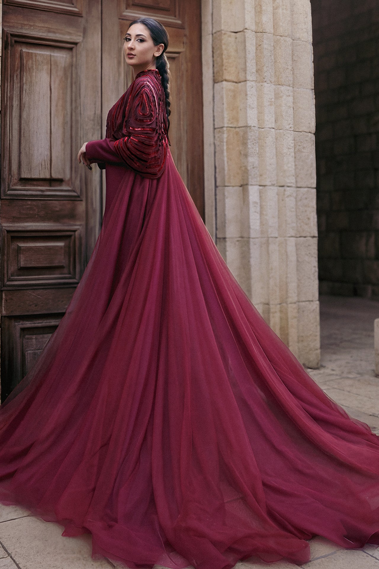 Laser-Cut Organza Cape Kaftan