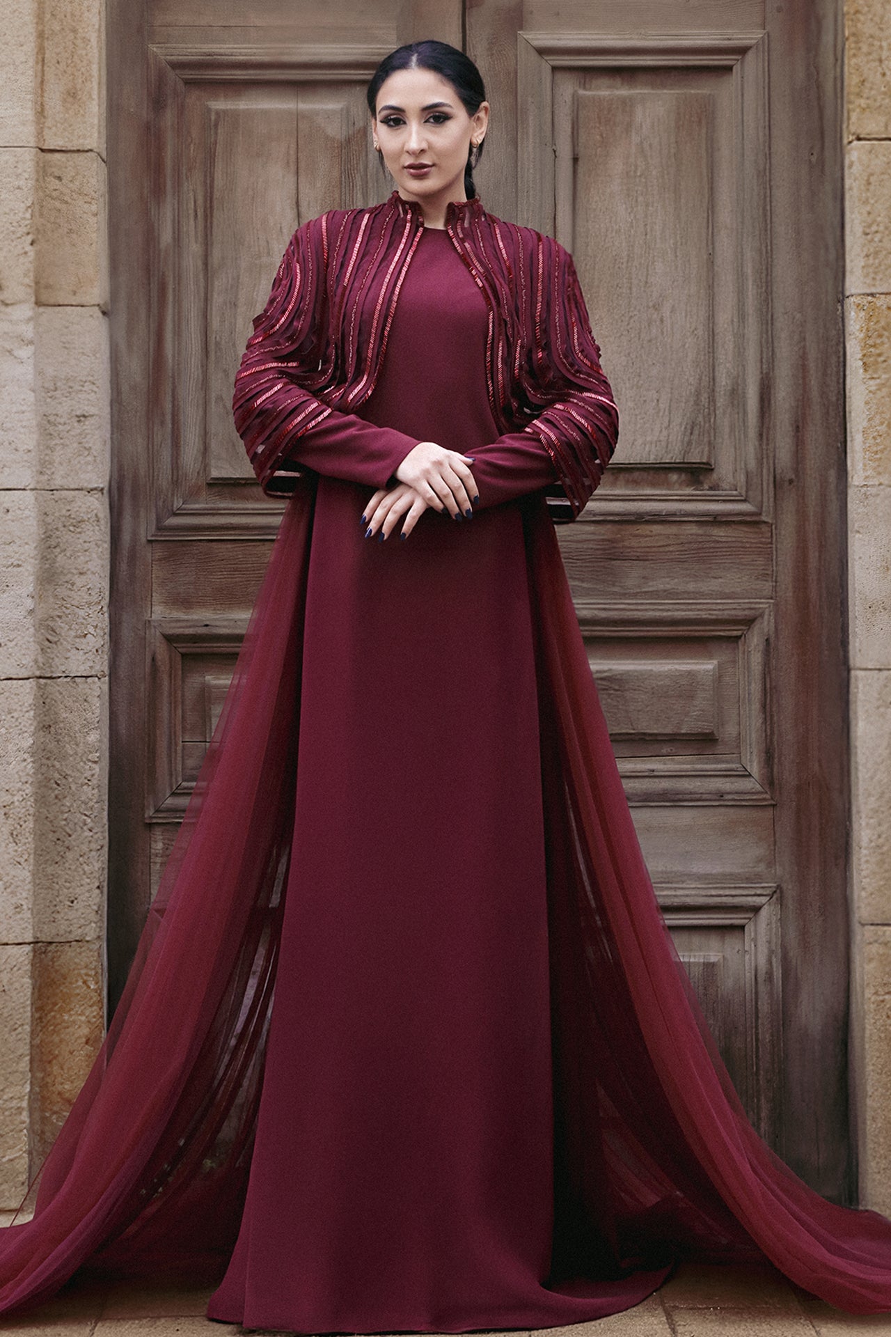 Laser-Cut Organza Cape Kaftan