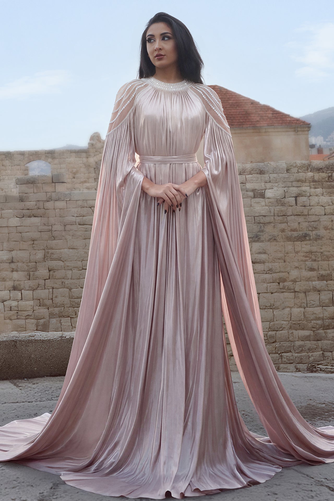 Laminated Chiffon Kaftan