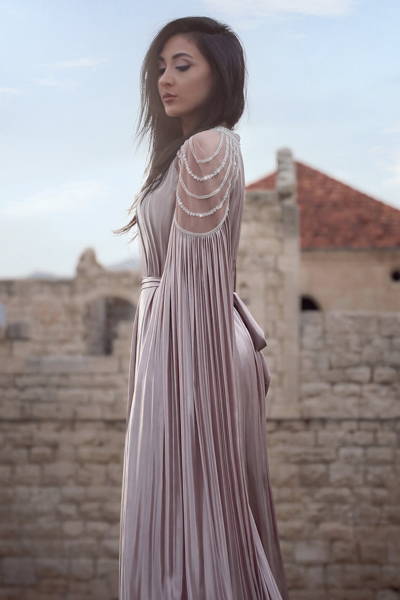 Laminated Chiffon Kaftan