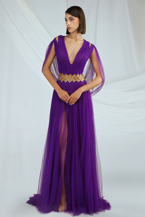 Cape-Sleeve Embroidered Dress – Gattinolli by Marwan