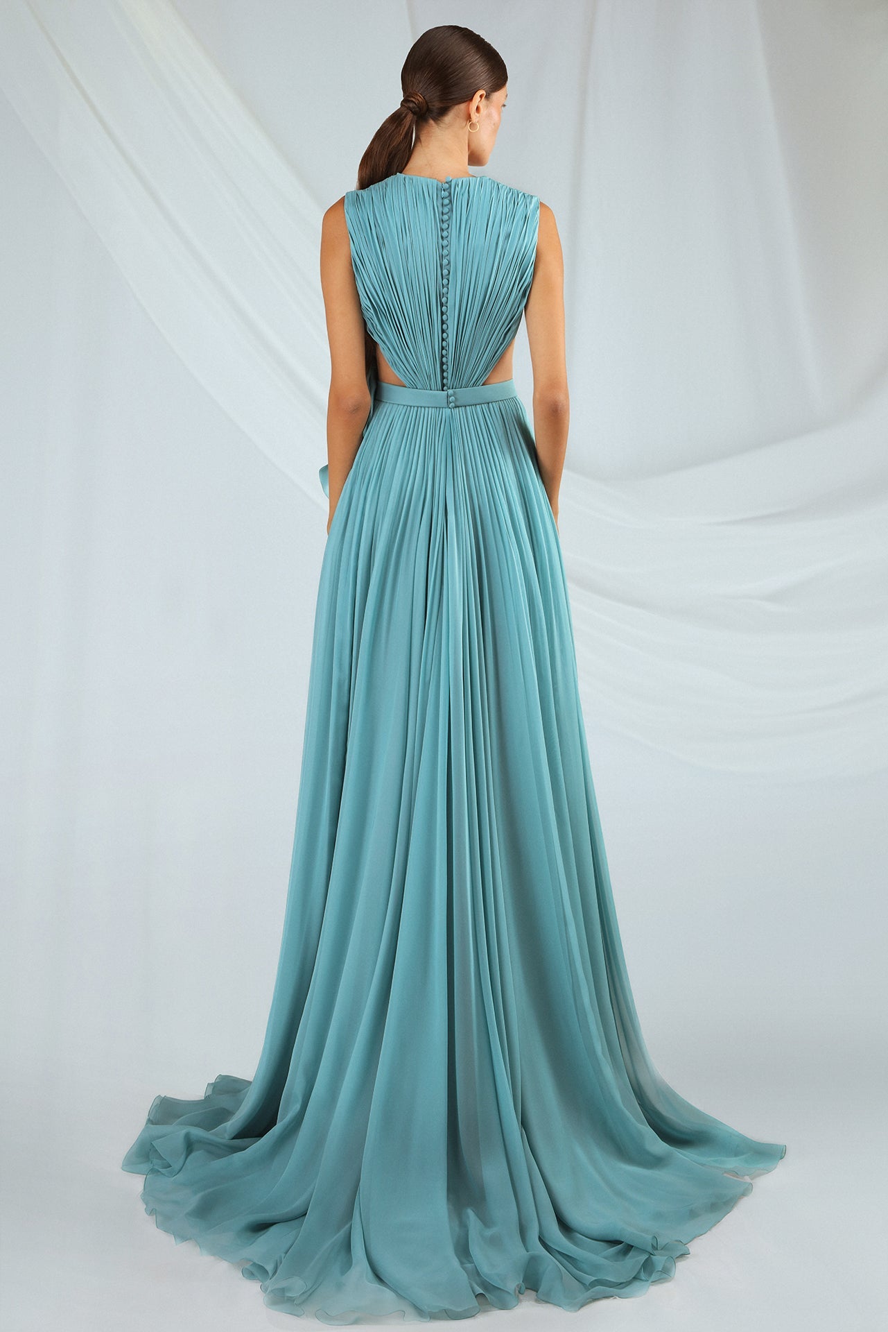 Pleated Dress with Flower