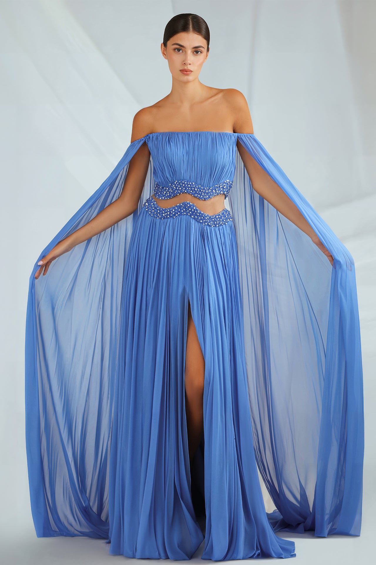 Off-Shoulder Cape Dress