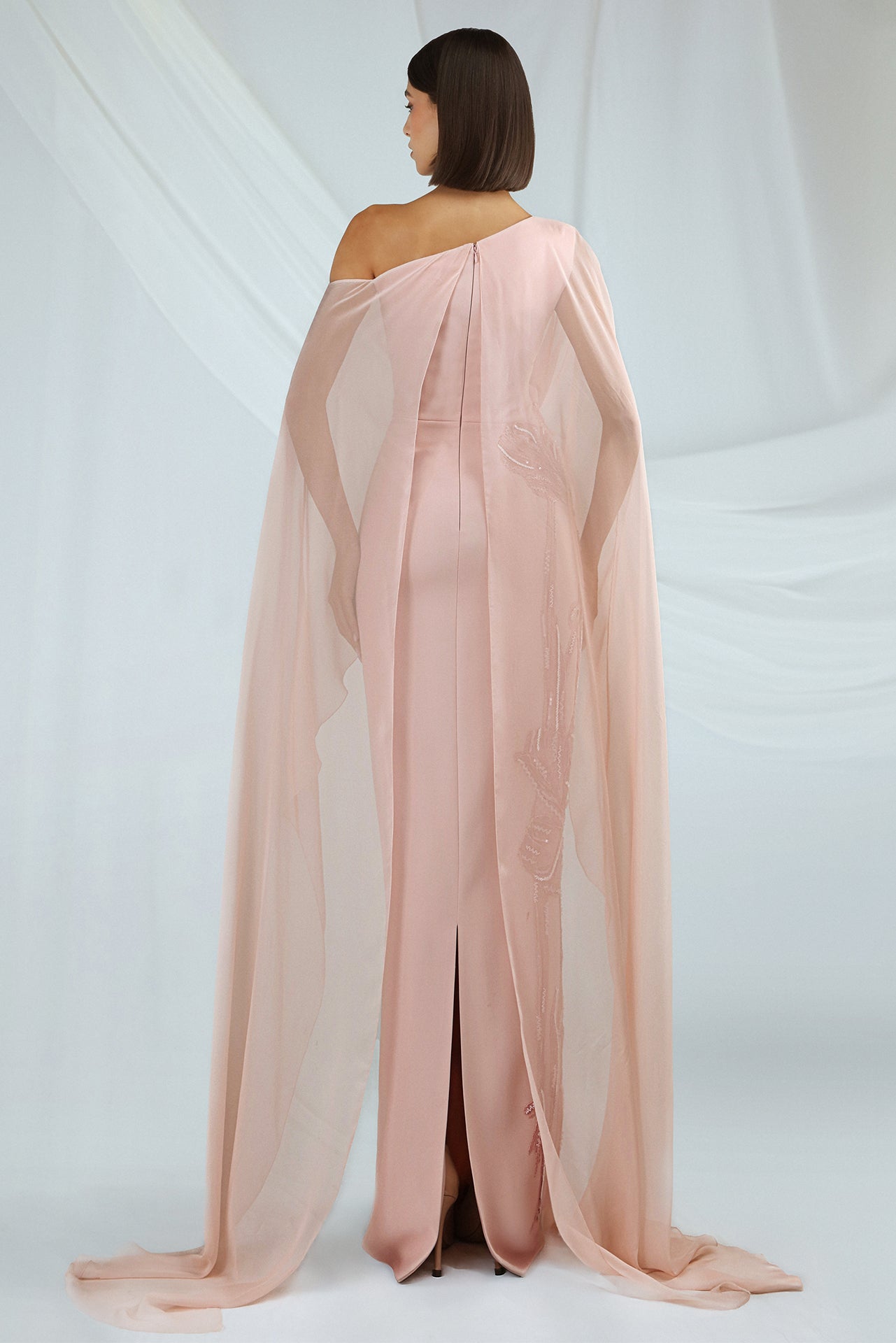 One-Shoulder Cape Dress – Gattinolli by Marwan One-Shoulder Cape Dress – Gattinolli by Marwan