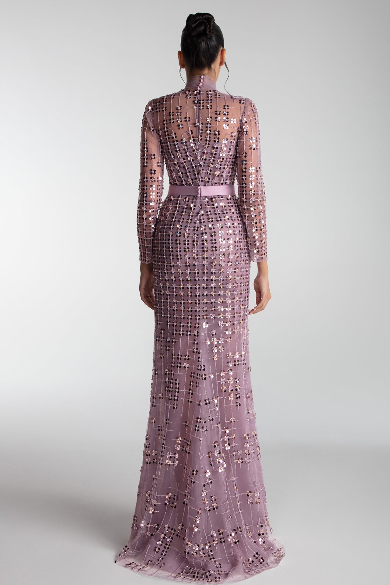 Tulle Gown With Geometric Embroidery