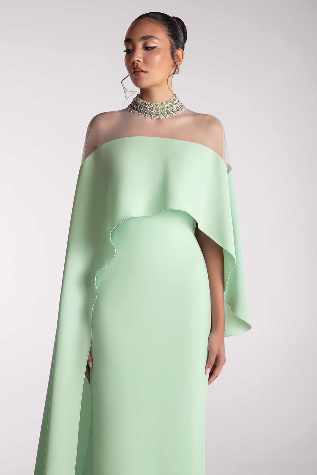 Cape Illusion Gown
