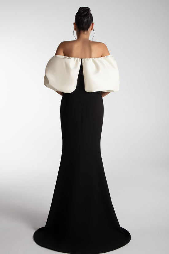 Taffeta Draped Neckline