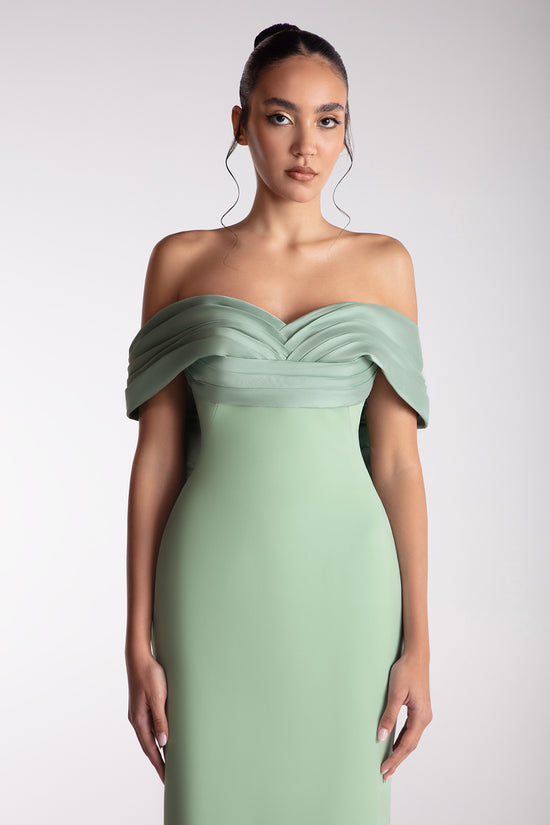 Off-Shoulder Draped Bow Dress