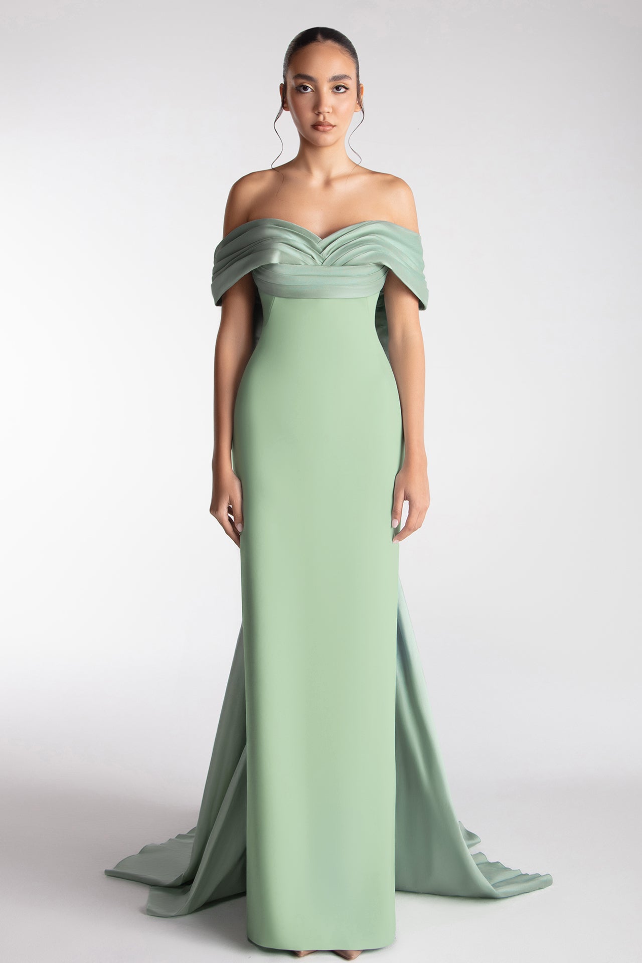 Off-Shoulder Draped Bow Dress