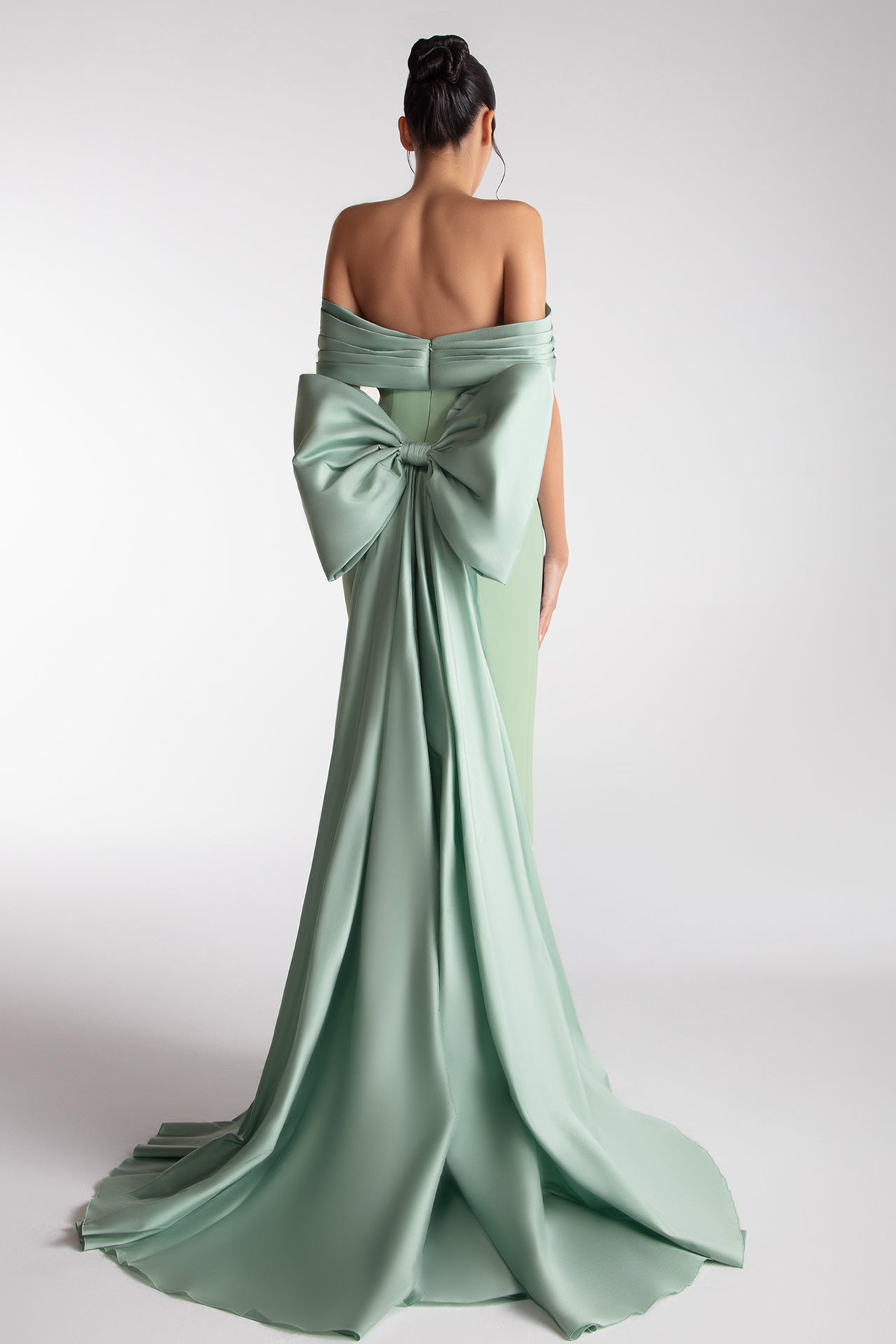 Off-Shoulder Draped Bow Dress