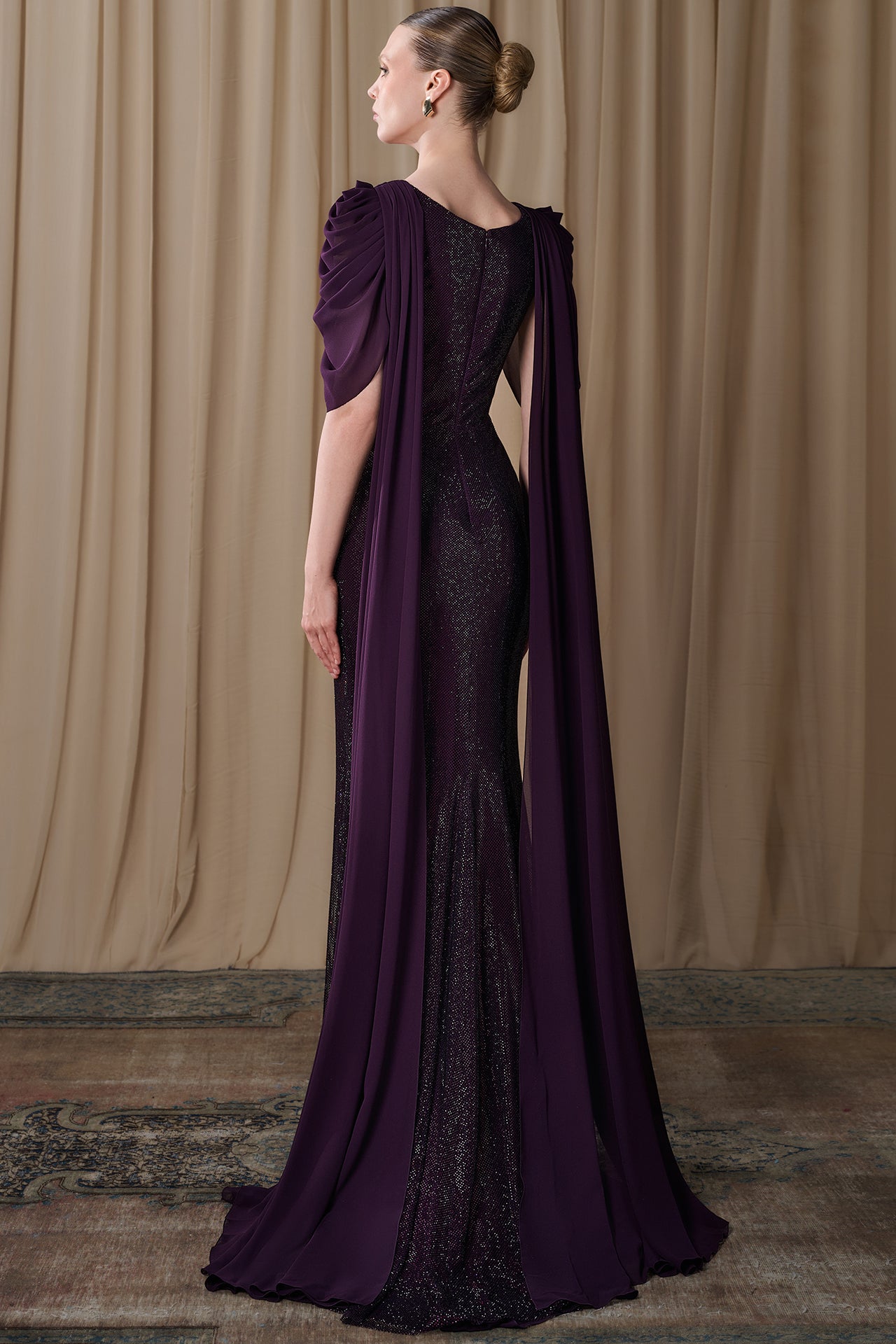 Draped Chiffon Bodice with Embellished Column Skirt
