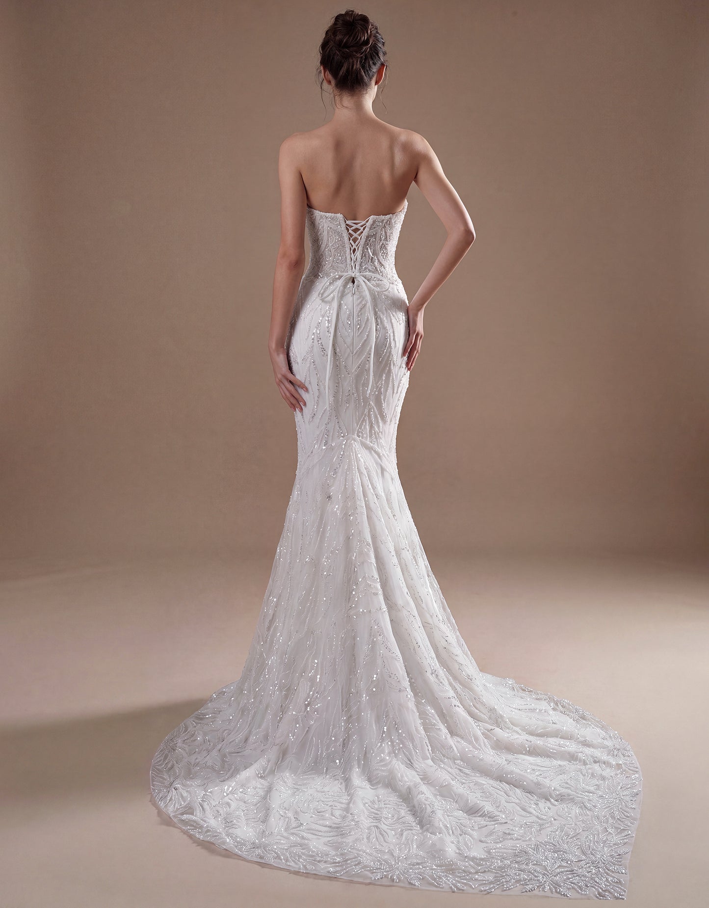 Embroidered Bridal Gown with Detachable Overskirt