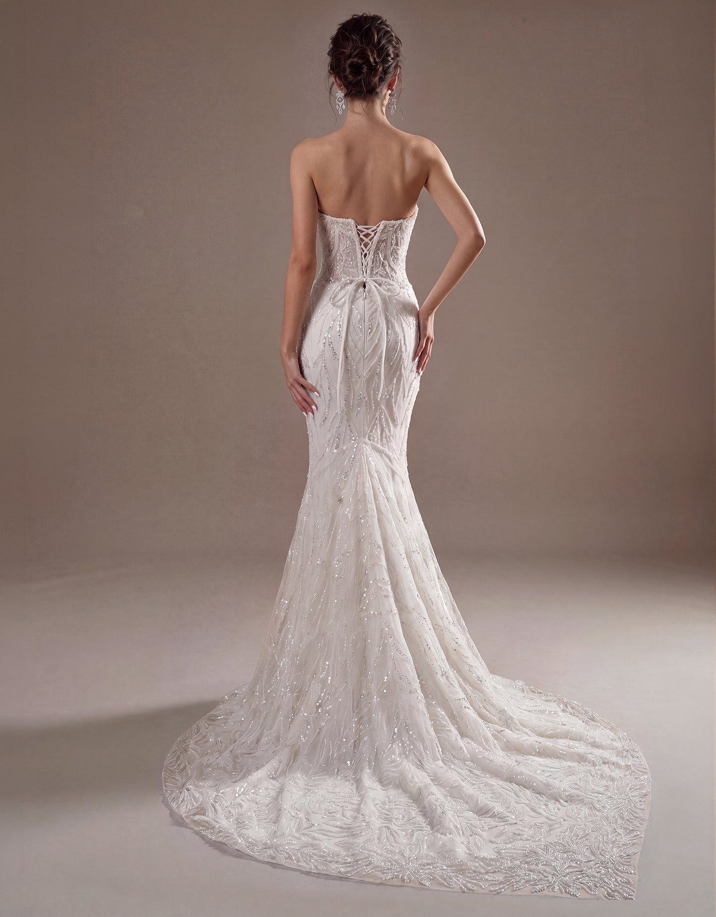 Embroidered Bridal Gown with Detachable Overskirt