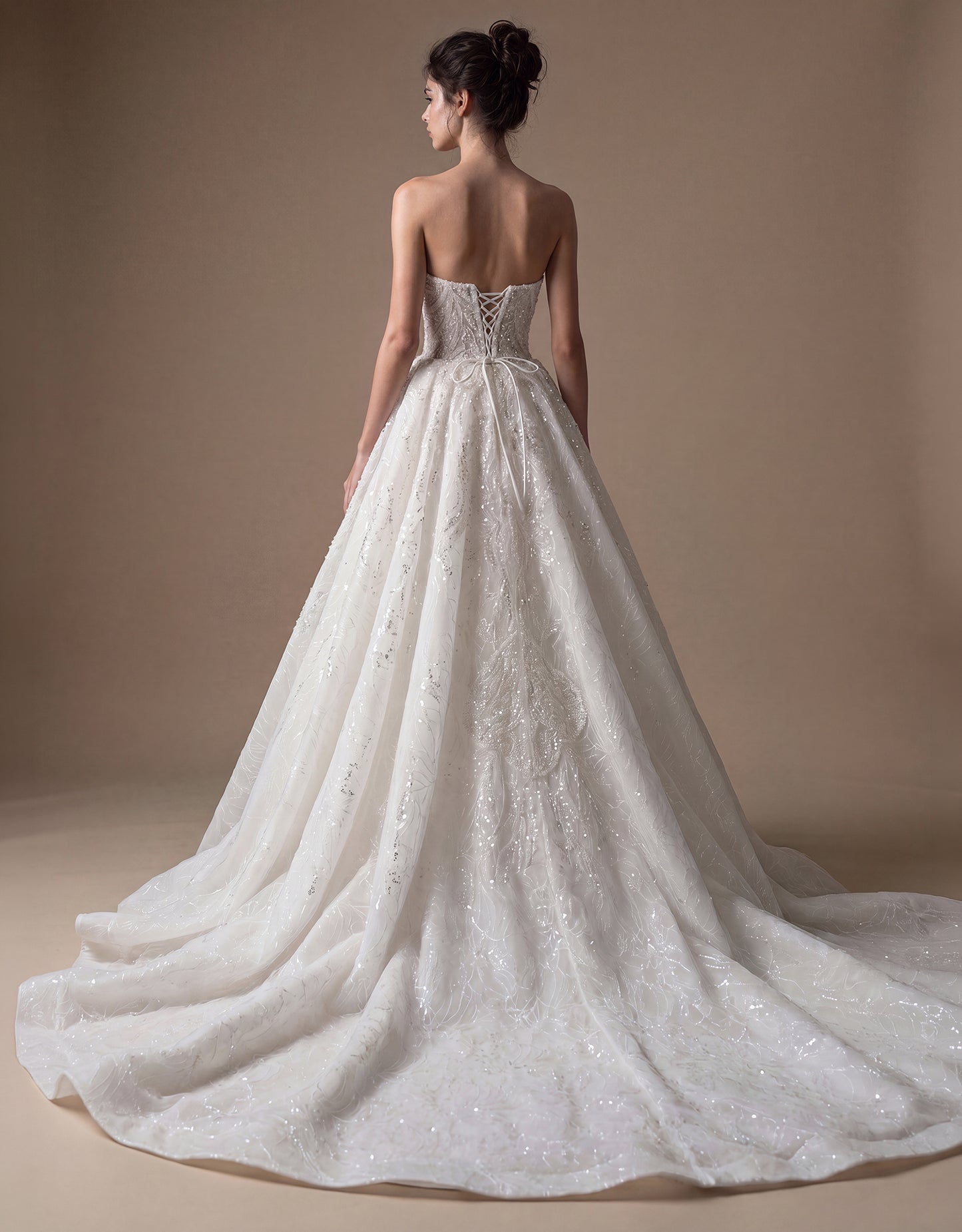 Embroidered Bridal Gown with Detachable Overskirt