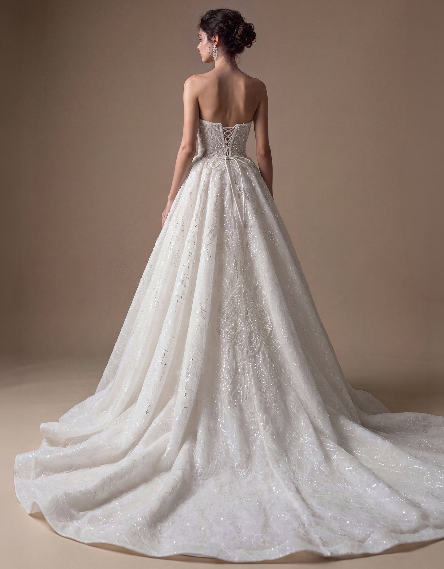 Embroidered Bridal Gown with Detachable Overskirt