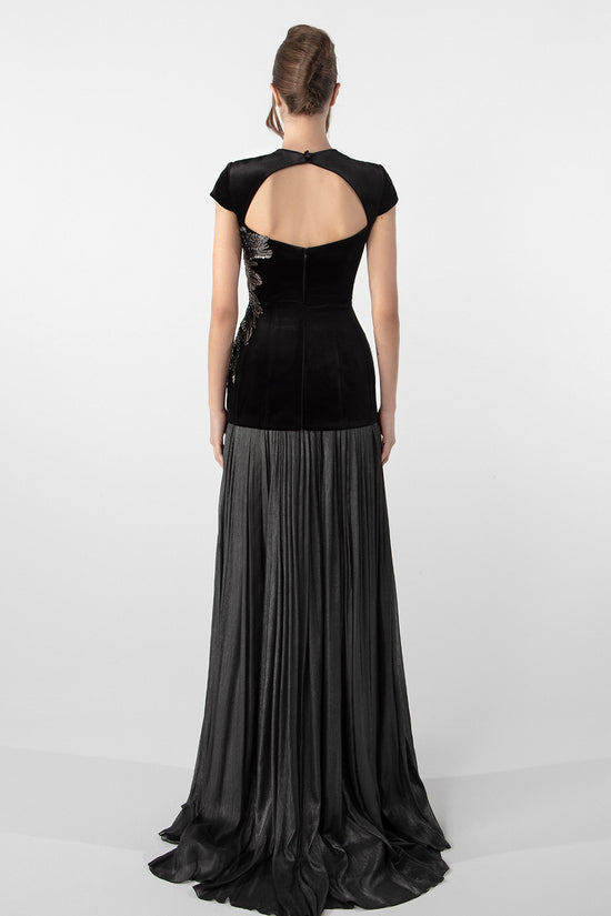 Velvet Corset with Embroidery and Lamé Skirt