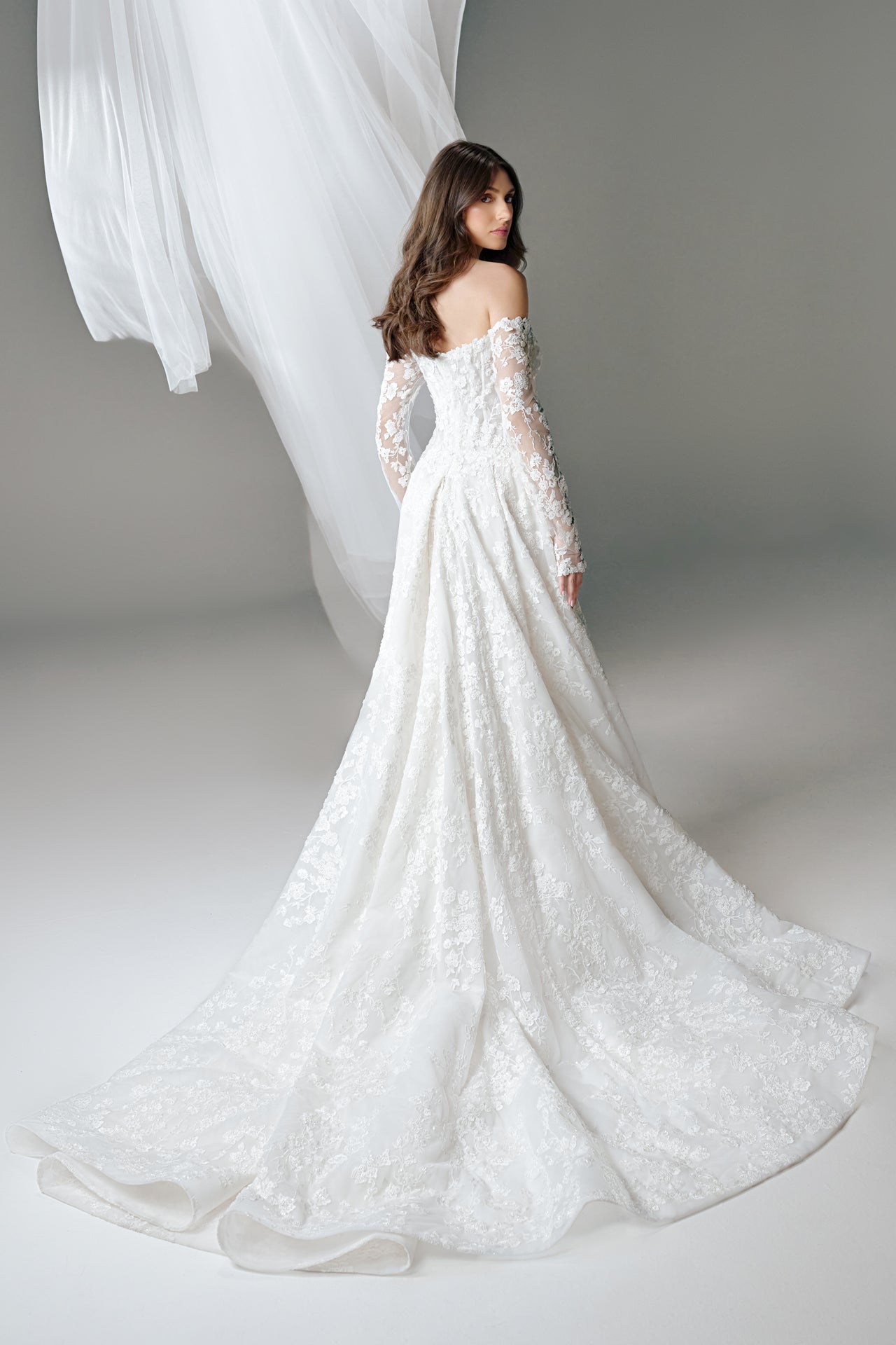 Off-Shoulder Lace Corset Gown