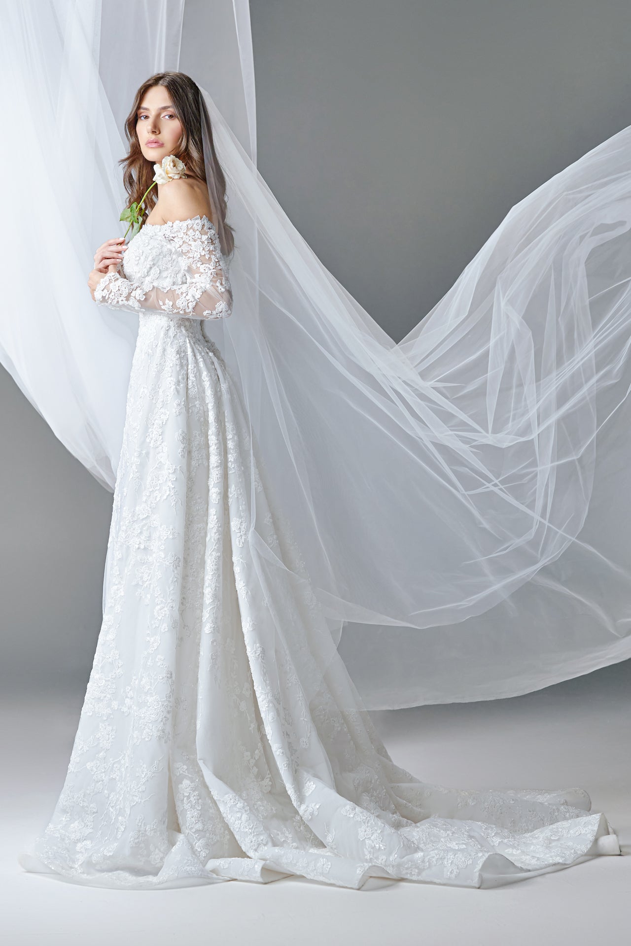 Off-Shoulder Lace Corset Gown