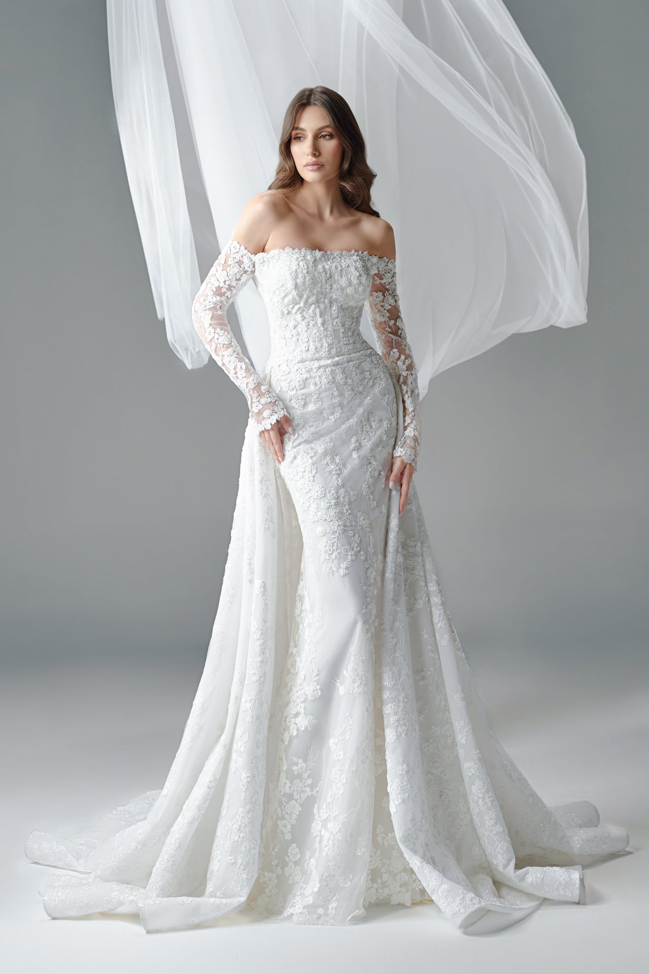 Off-Shoulder Lace Corset Gown