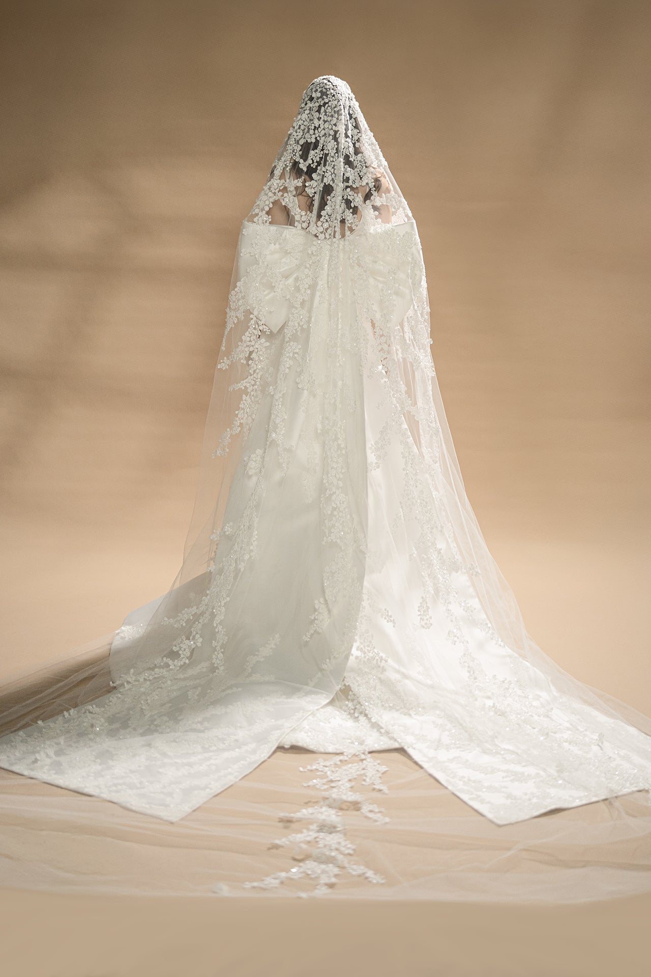 Mikado Gown with Embroidered Motif and Sculptural Bow