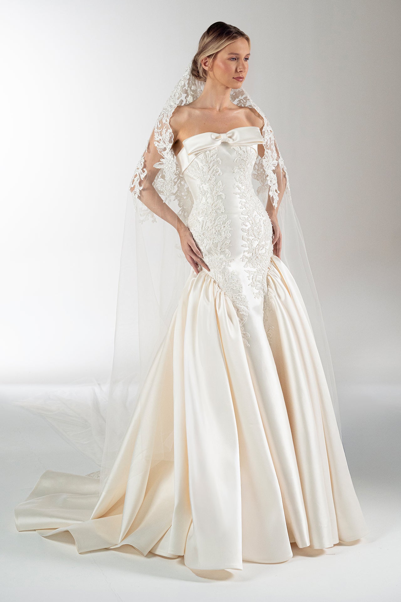 Mikado Lace Bow Gown