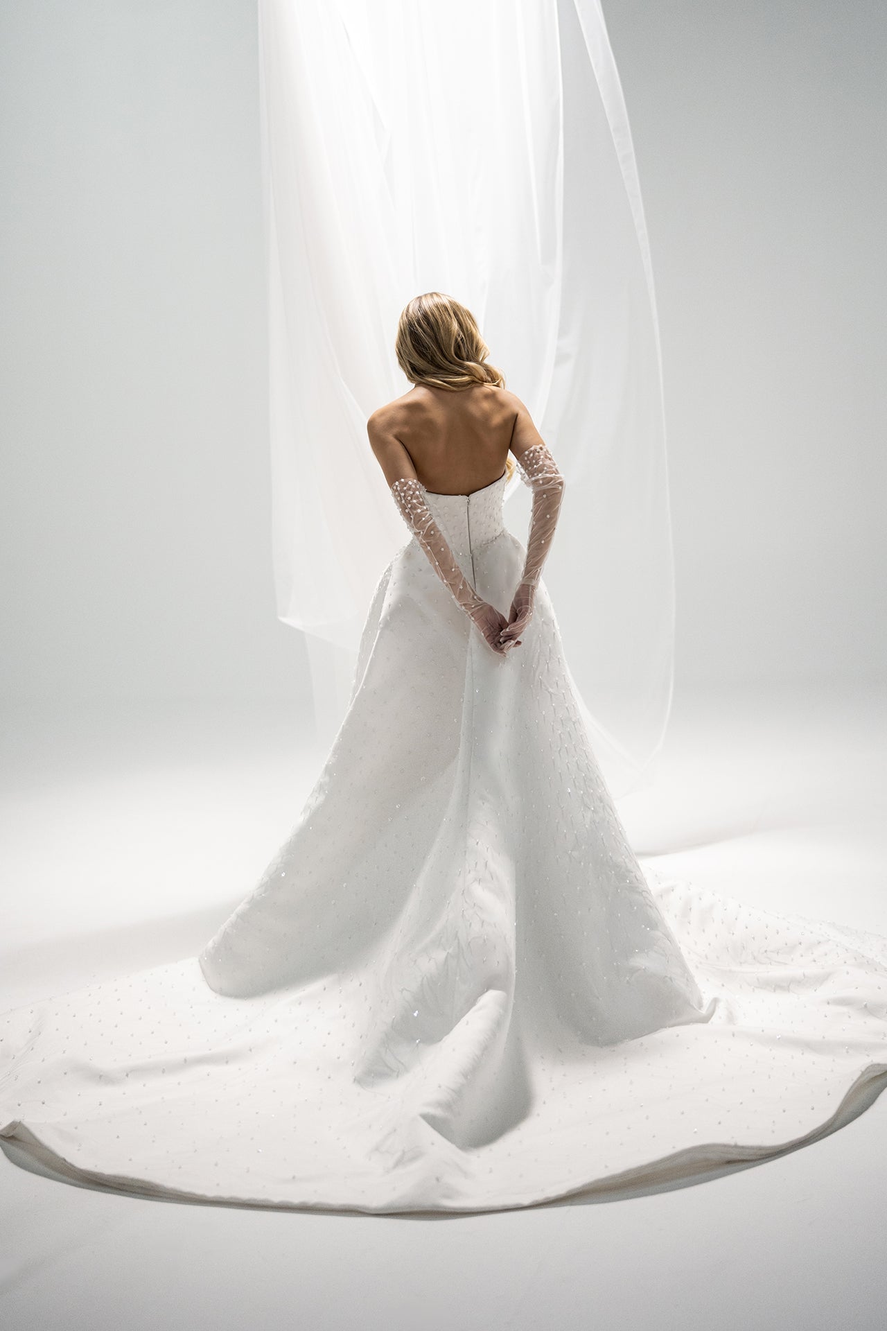 Strapless Satin Duchesse Gown with Crystal Detail