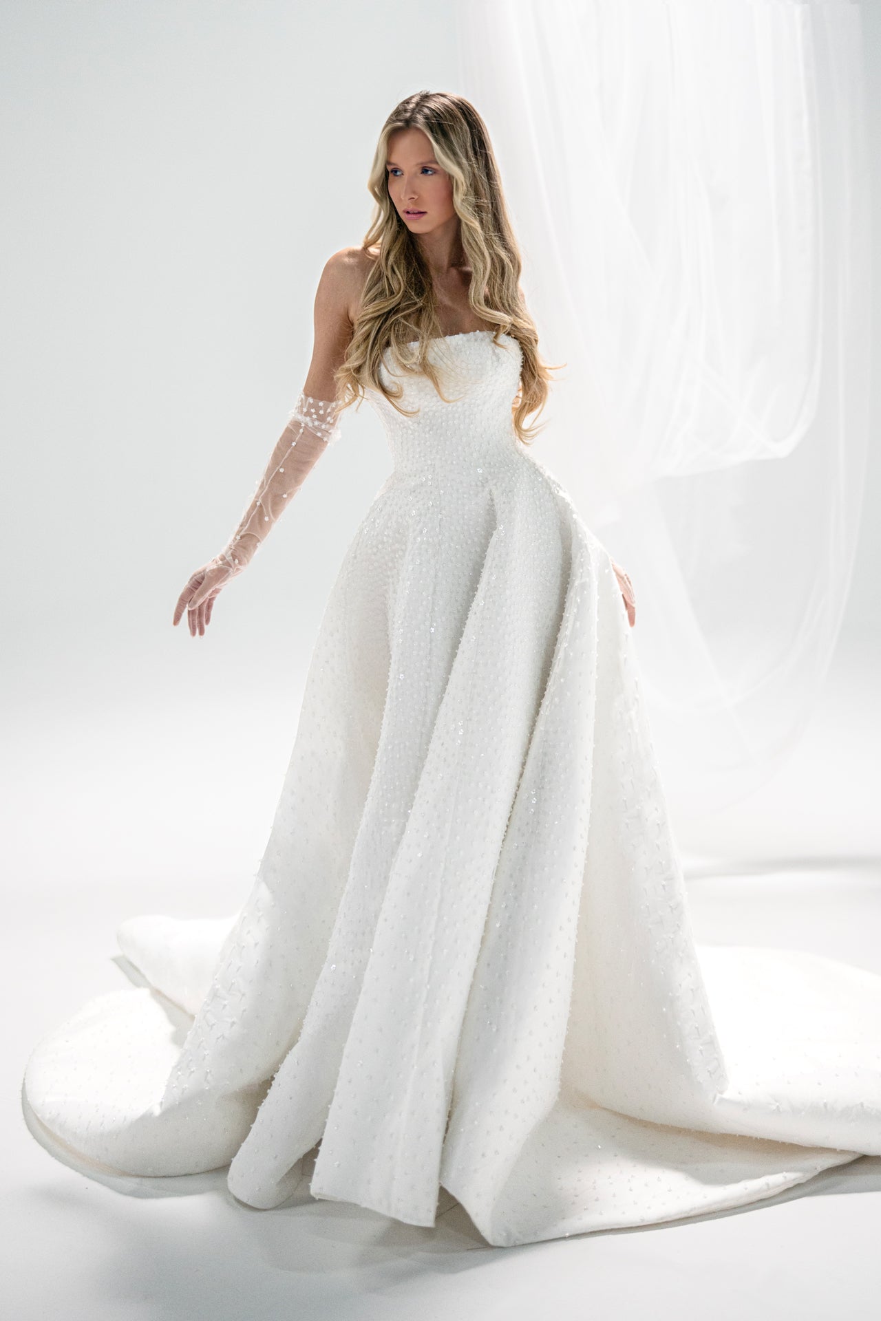 Strapless Satin Duchesse Gown with Crystal Detail
