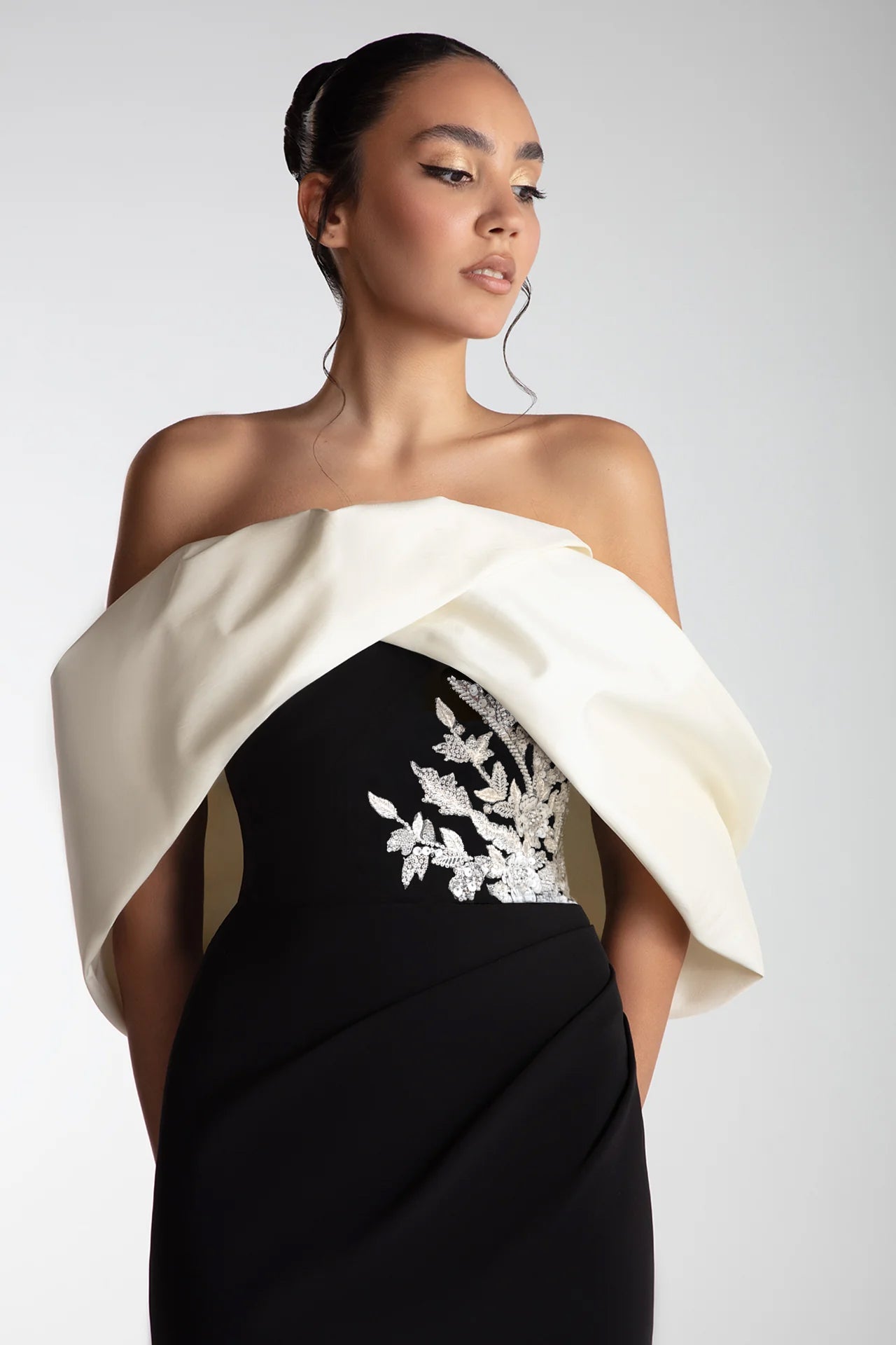 Taffeta Draped Neckline