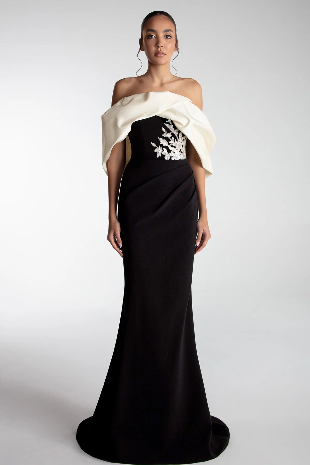 Taffeta Draped Neckline