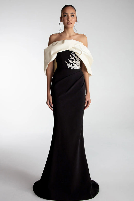 Taffeta Draped Neckline