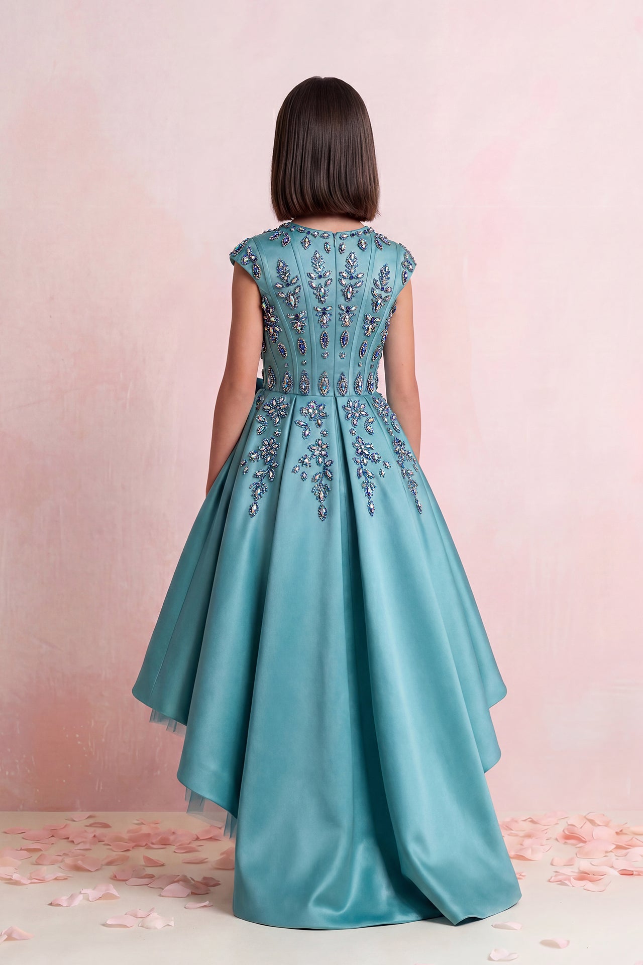 Crystal Bow Satin Gown