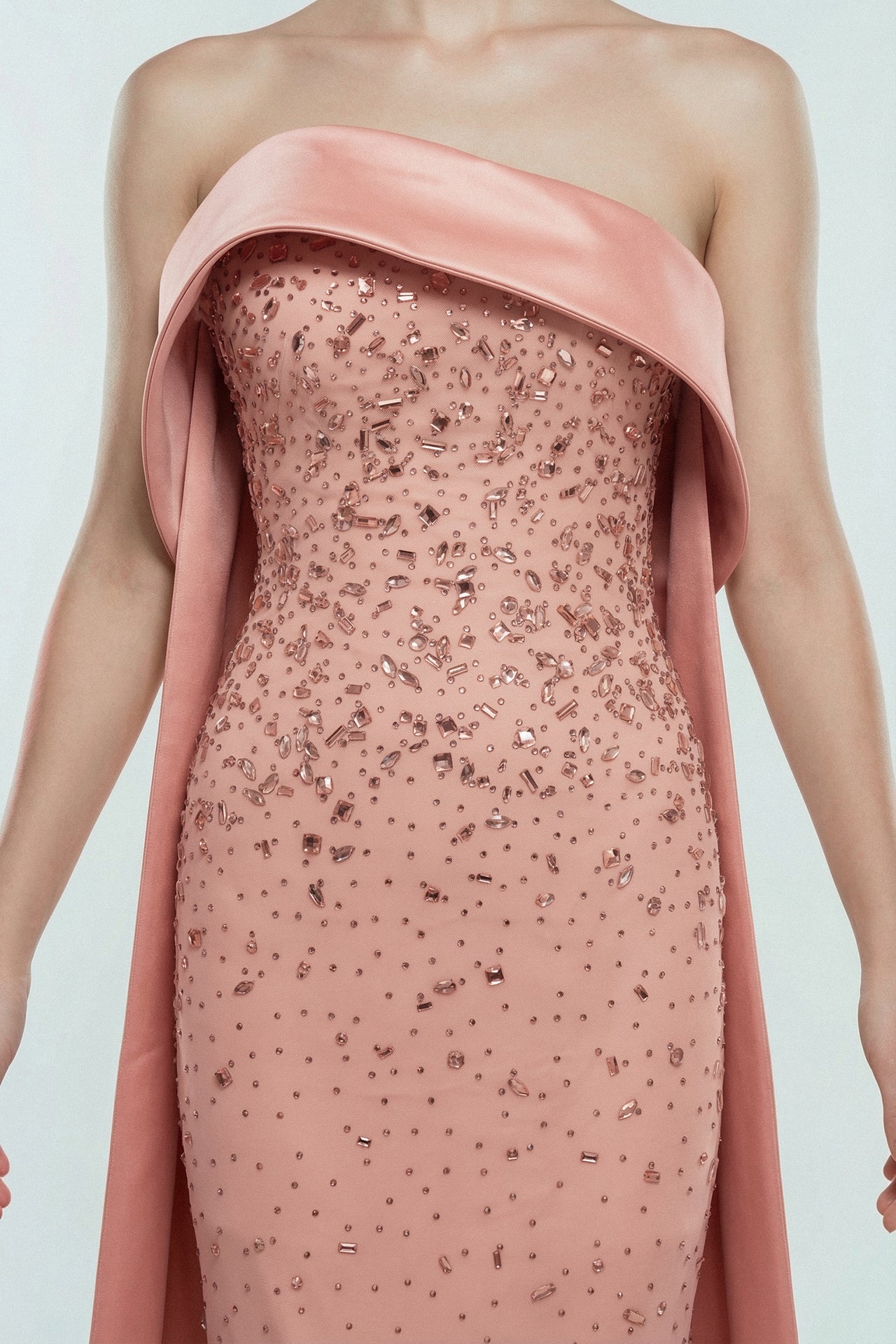 Strapless Gown with Draped Satin Fold