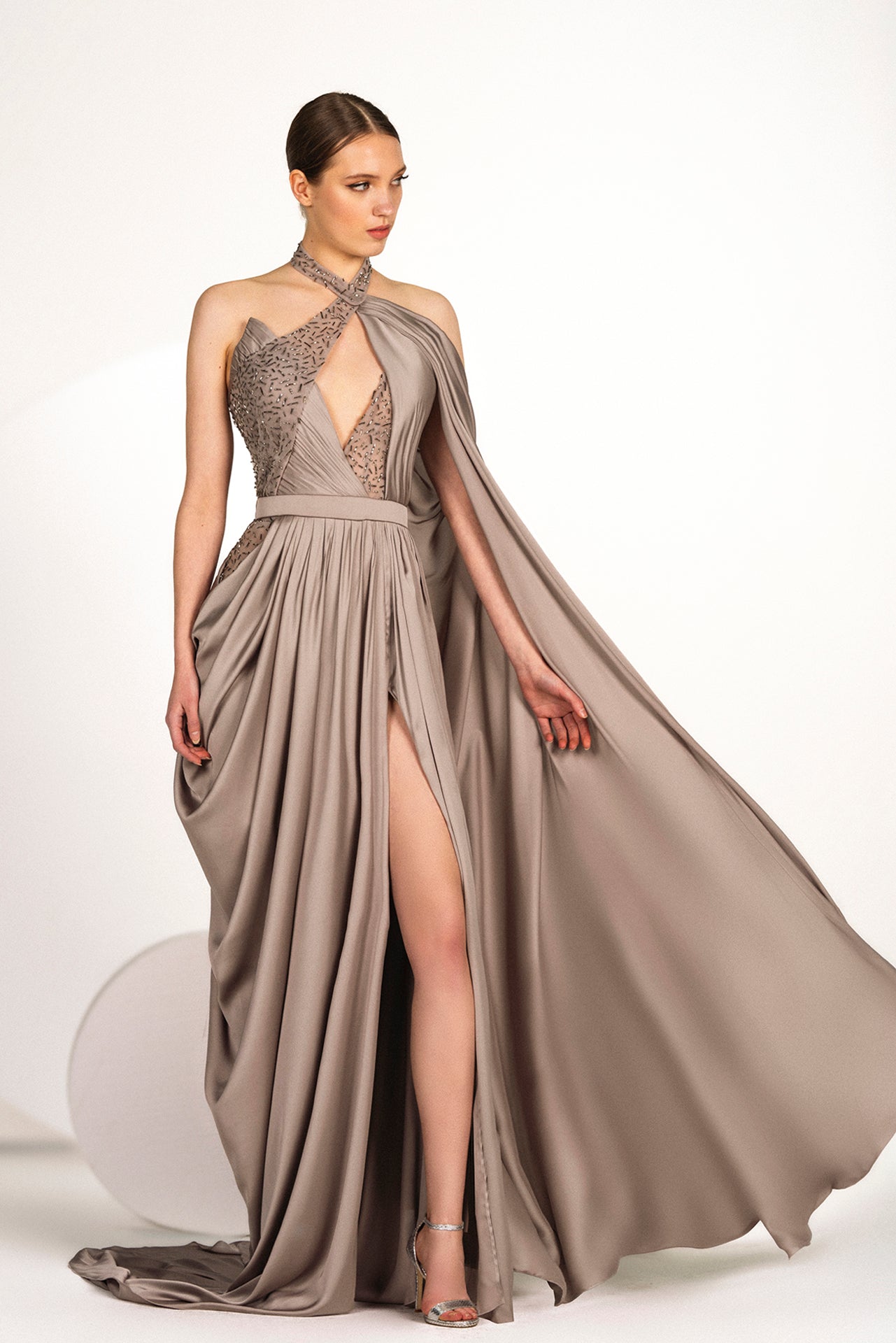Halter Neck Dress with Keyhole Neckline Gattinolli by Marwan Halter Neck Dress with Keyhole Neckline Gattinolli by Marwan