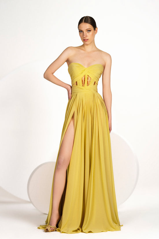 Strapless Flared Dress with Sweetheart Neckline – Gattinolli by Marwan Strapless Flared Dress with Sweetheart Neckline – Gattinolli by Marwan