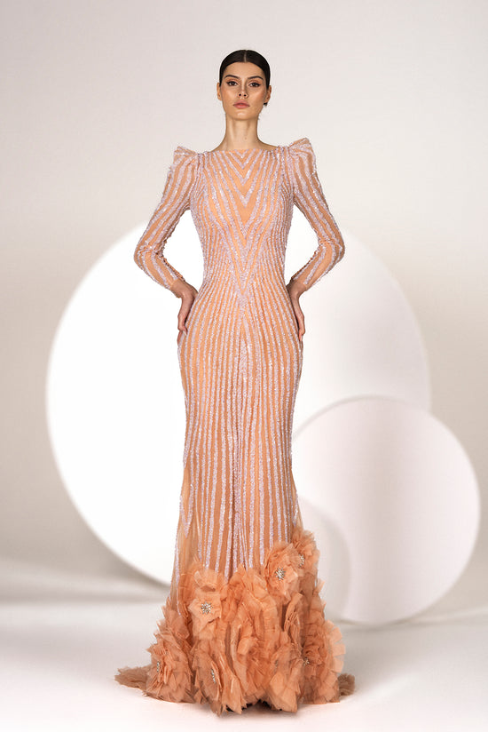 Long-Sleeved Mermaid Dress with Jewel Neckline Gattinolli by Marwan Long-Sleeved Mermaid Dress with Jewel Neckline Gattinolli by Marwan