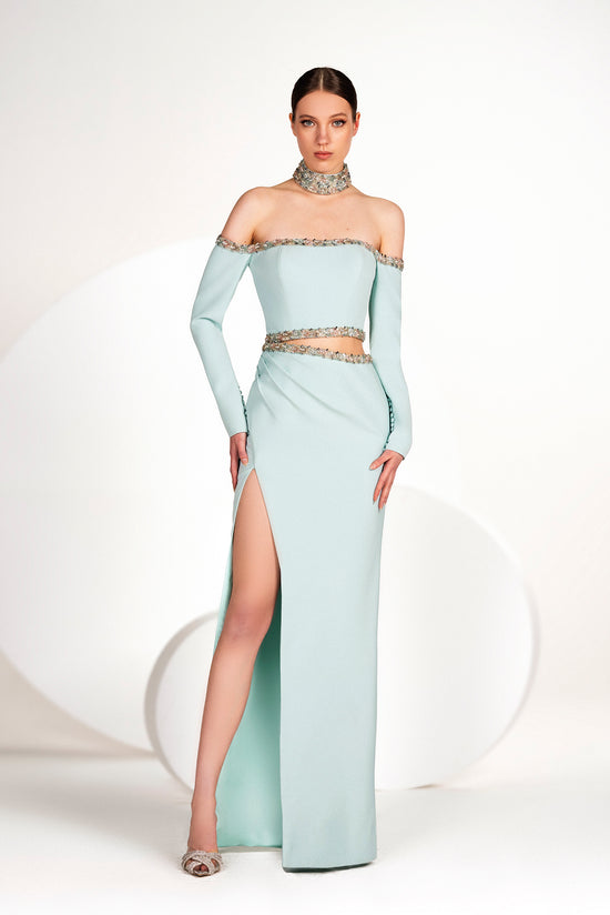 Dress with Sequins and Asymmetric Waist Slit Gattinolli by Marwan Dress with Sequins and Asymmetric Waist Slit Gattinolli by Marwan